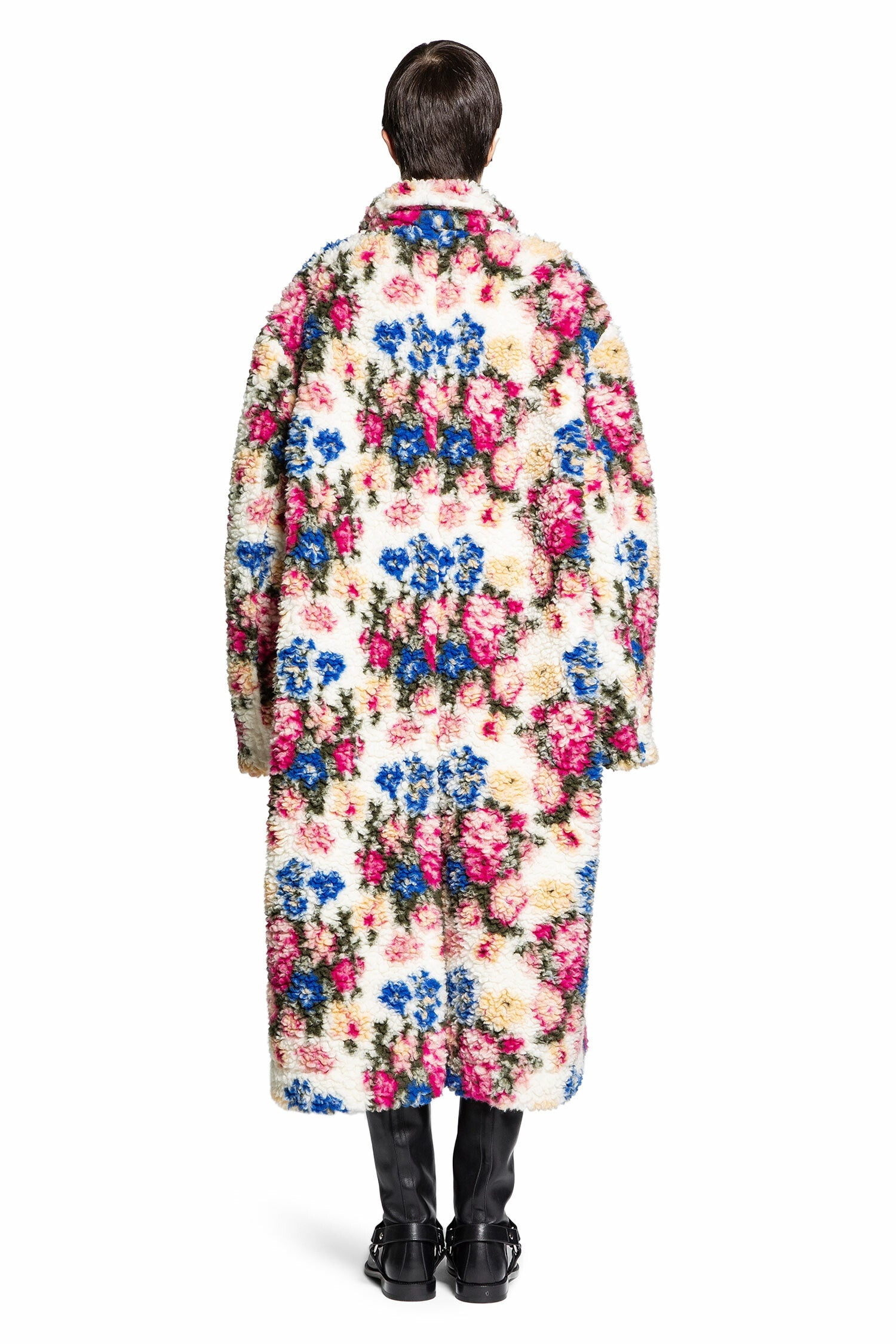 Flower-Fleece-Double-Breasted-Coat - 3