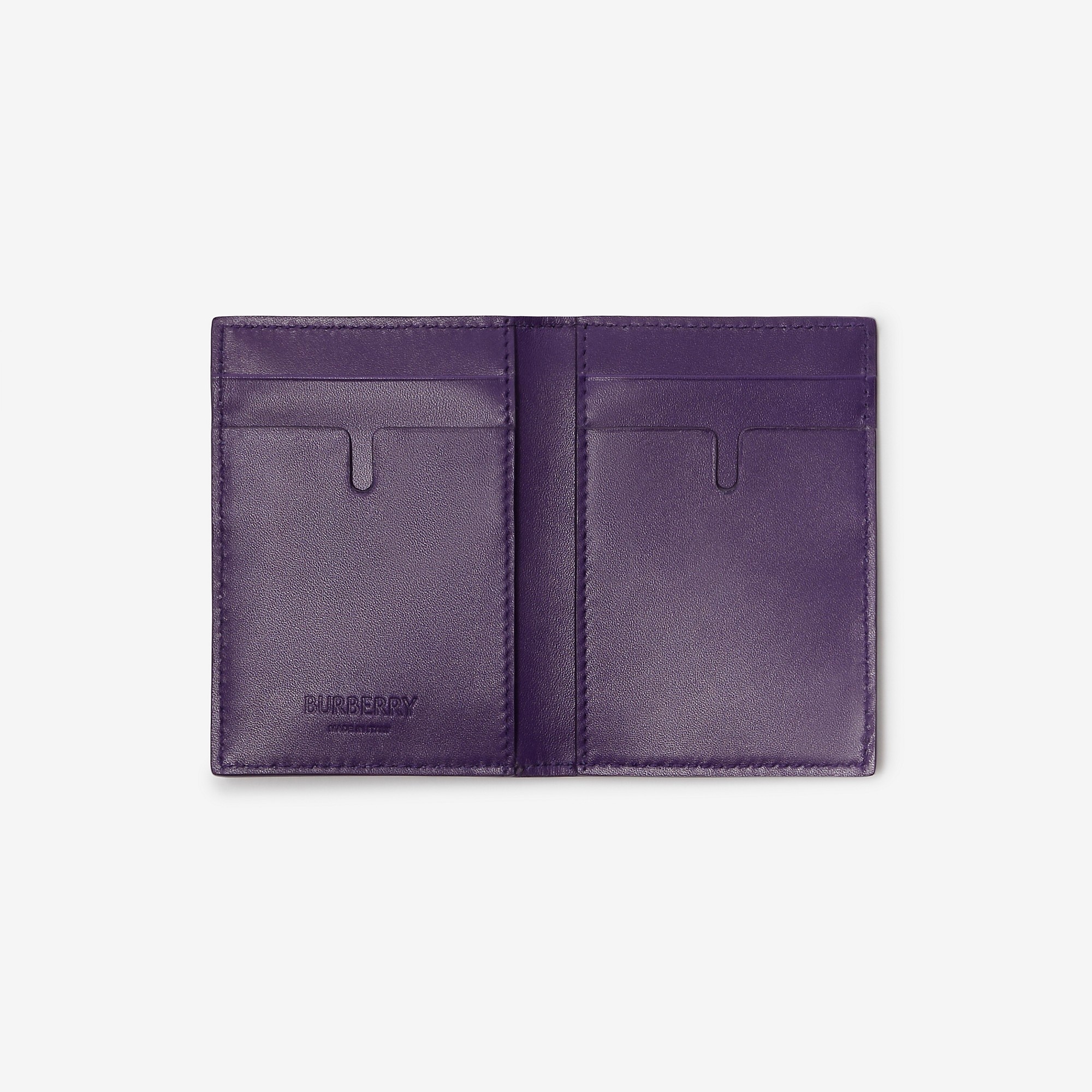 Check Leather Folding Card Case - 2