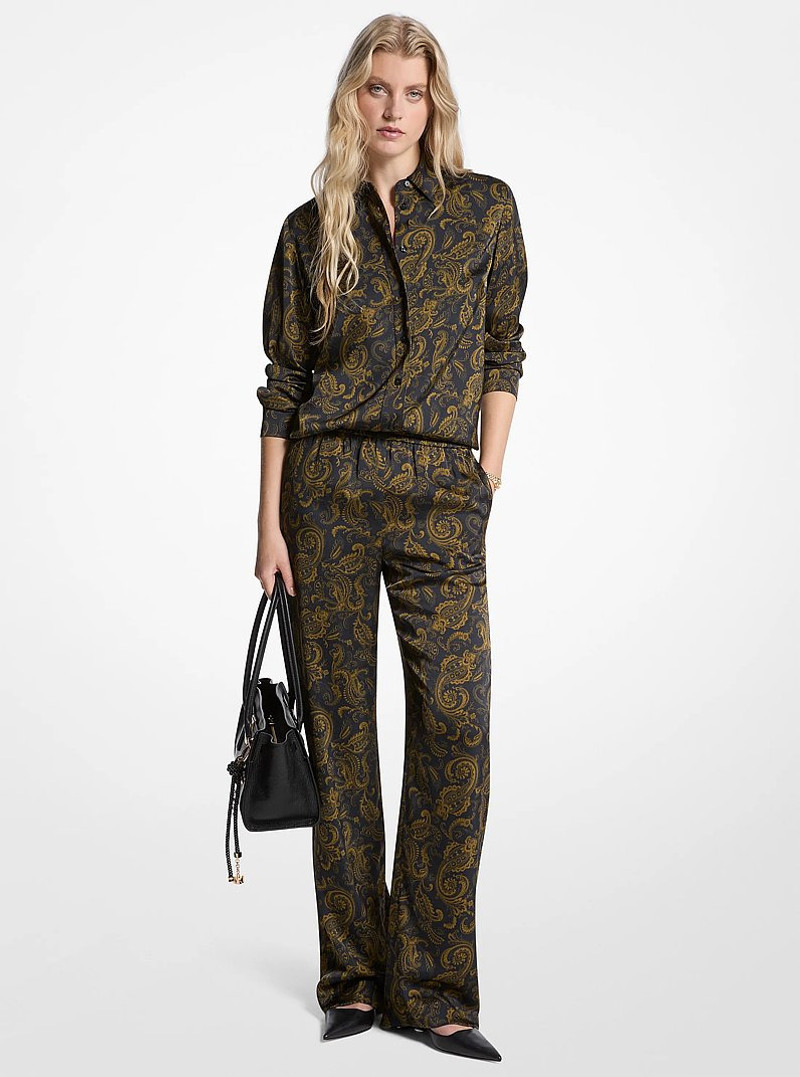 Paisley Print Satin Pajama Pants 1