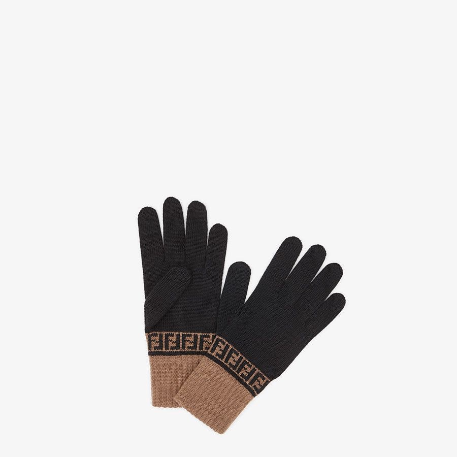 Gloves in black wool - 1