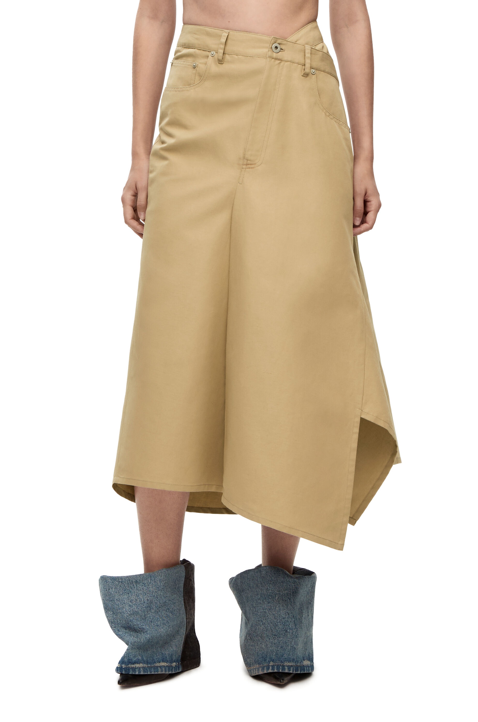 Deconstructed midi skirt in cotton and linen - 3