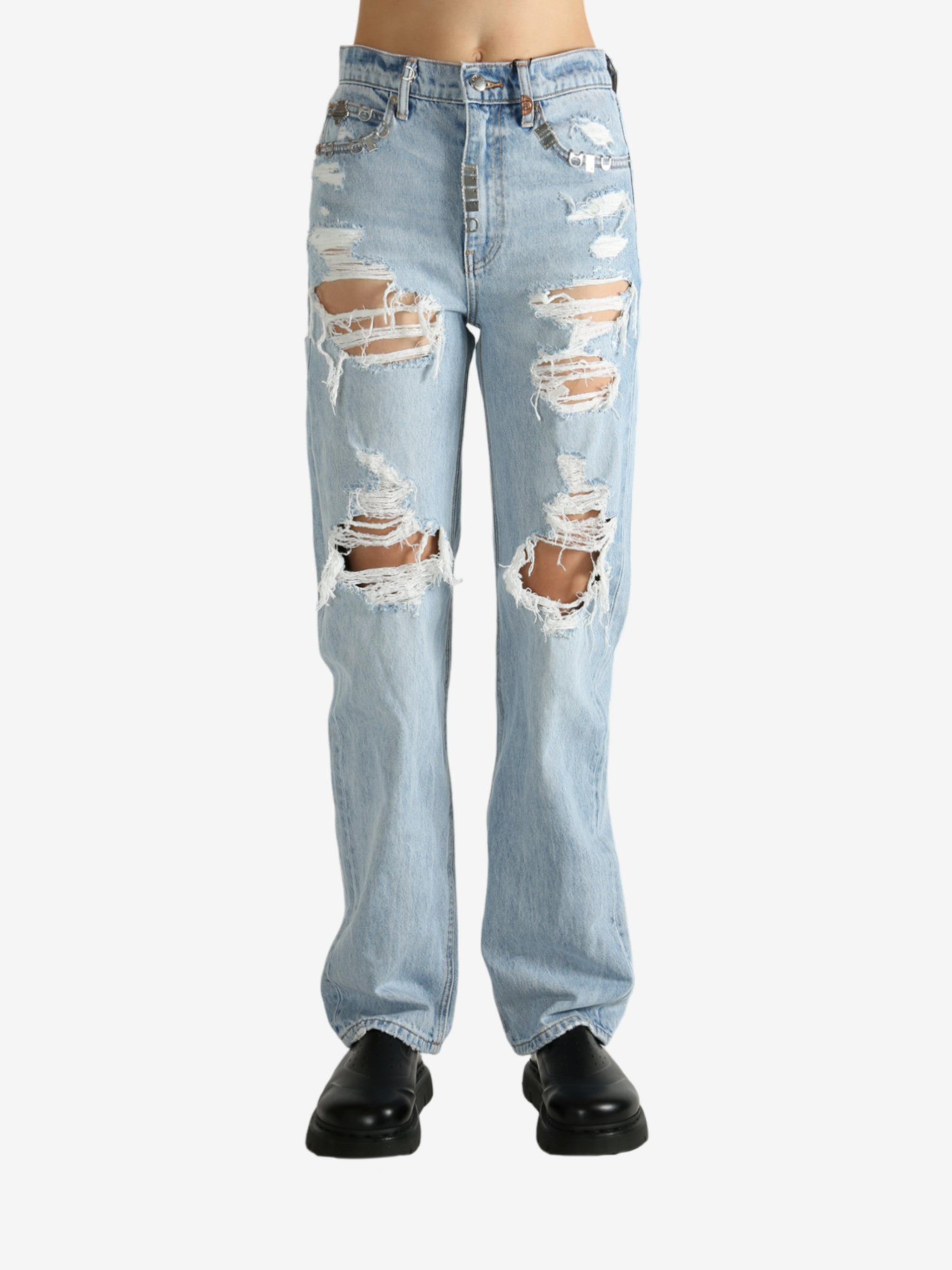 ALEXANDER WANG - Women Hardware Distressed Ez Mid Rise Jean - 1