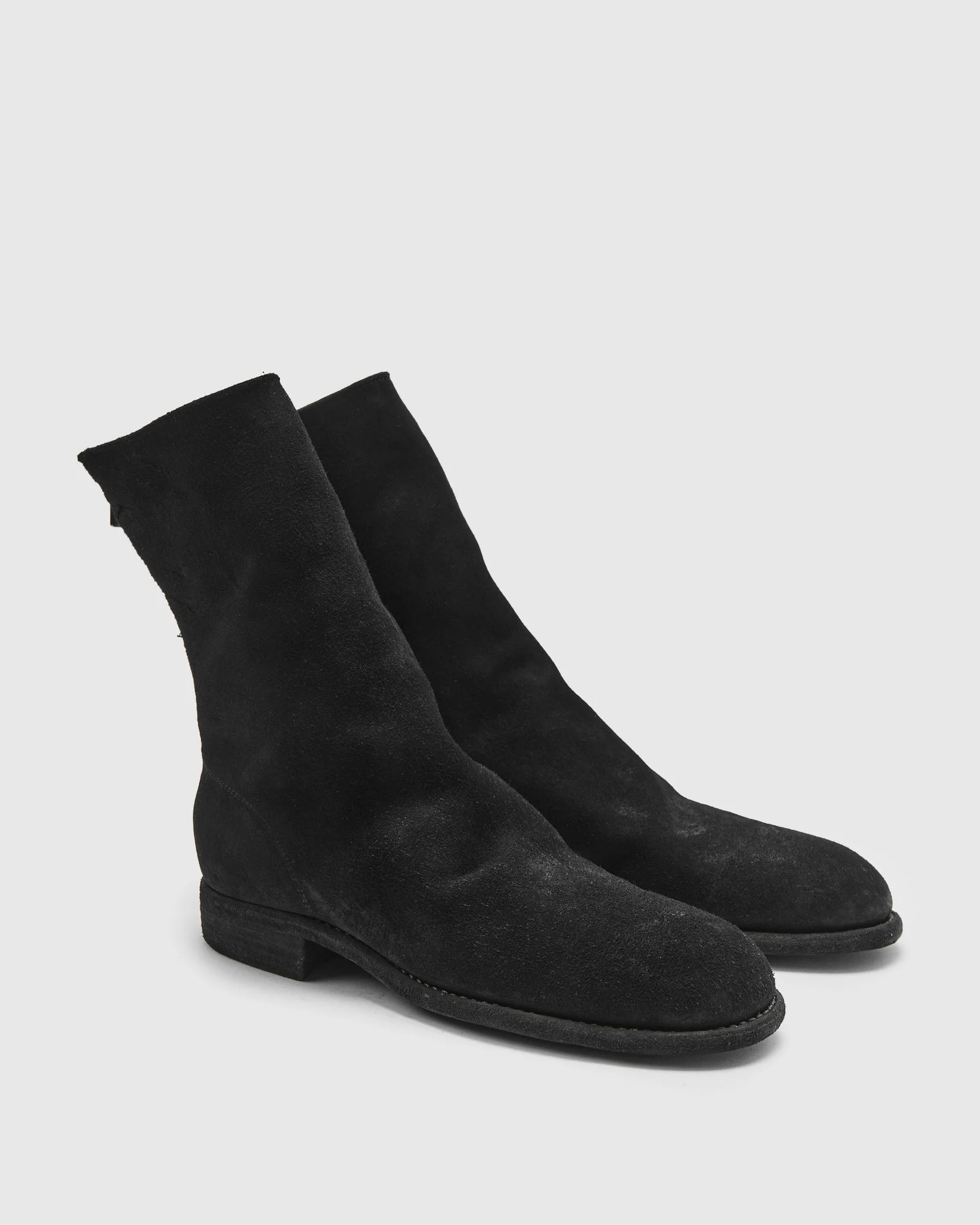 988 Back Zip Boot in Black Reverse Horse Leather - 1