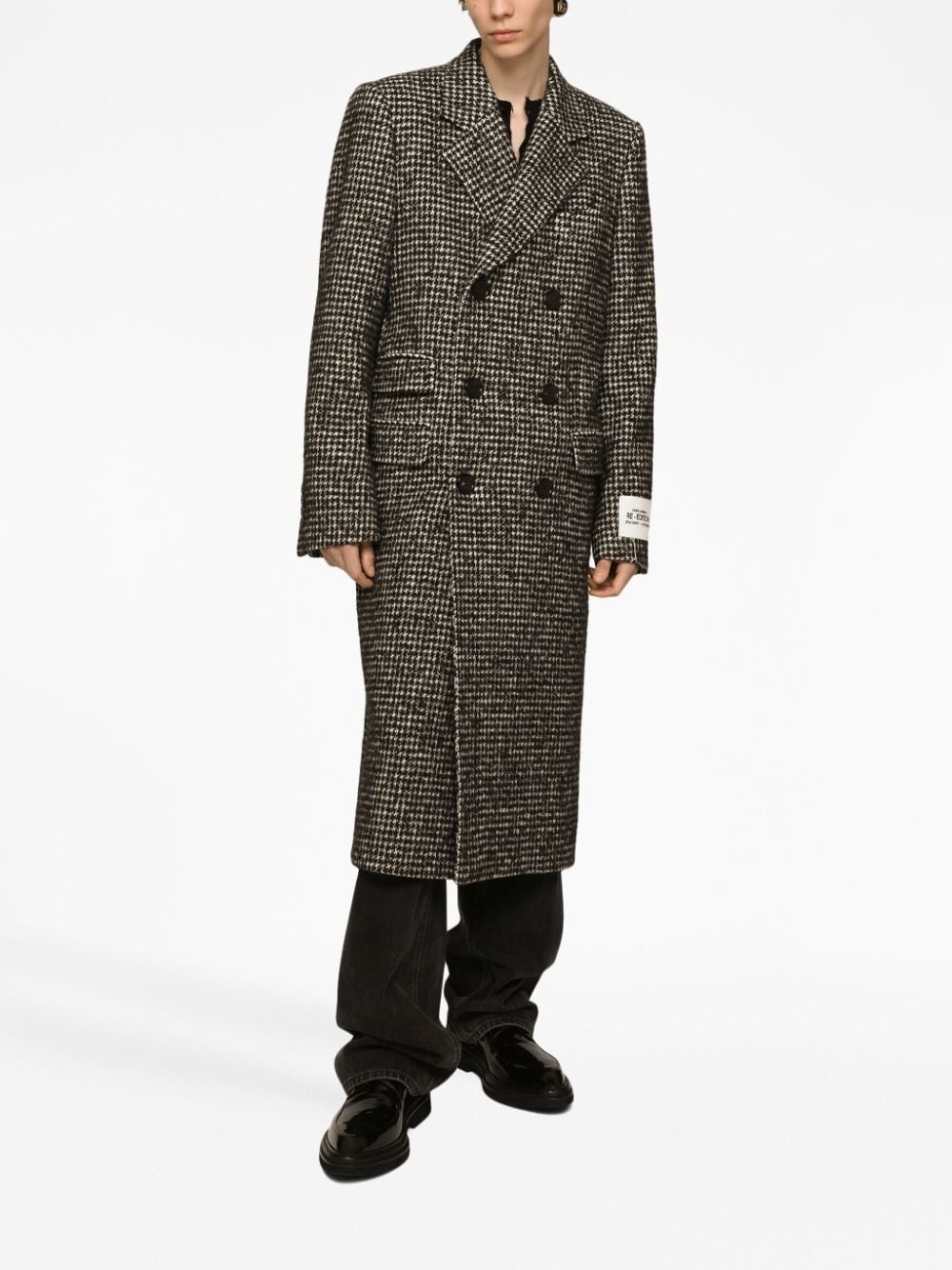 houndstooth double-breasted wool coat - 2