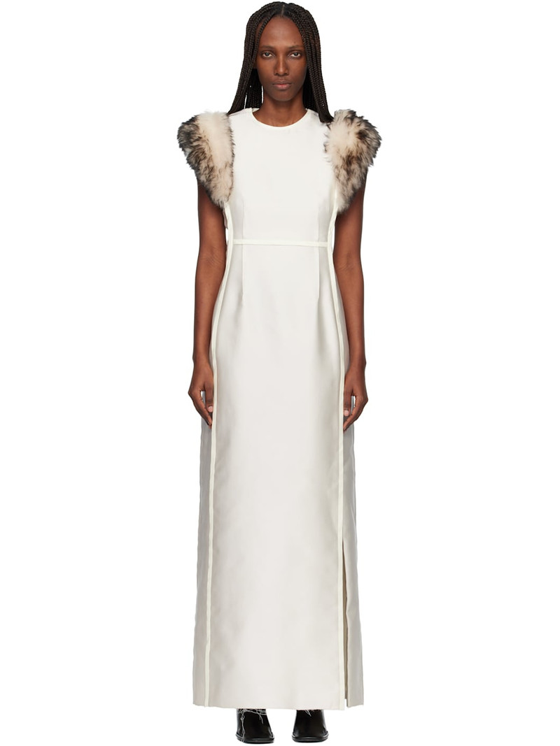 Off-White Silk Poly Duchesse Maxi Dress 1