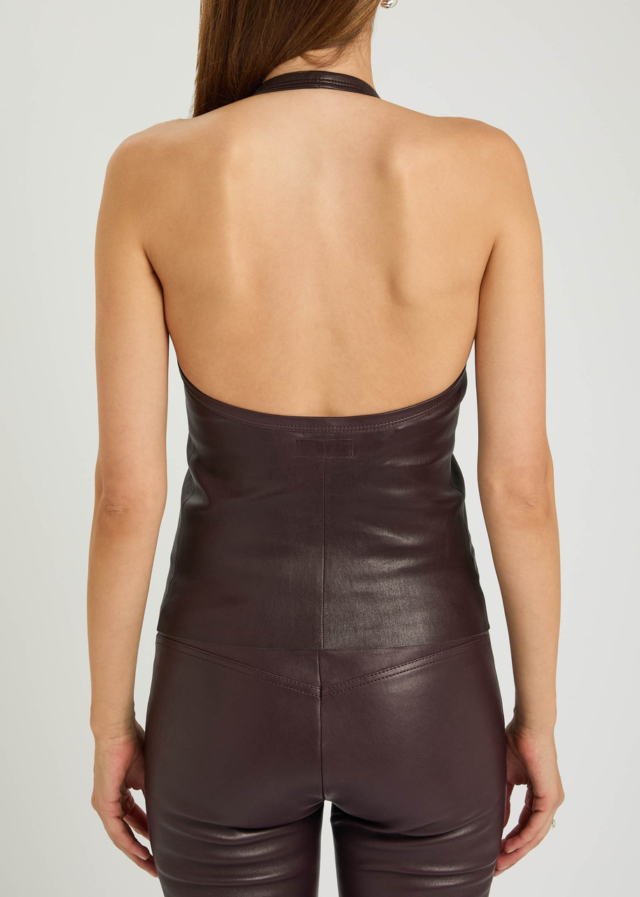 Stouls Cherry Halterneck Stretch-leather top - 3