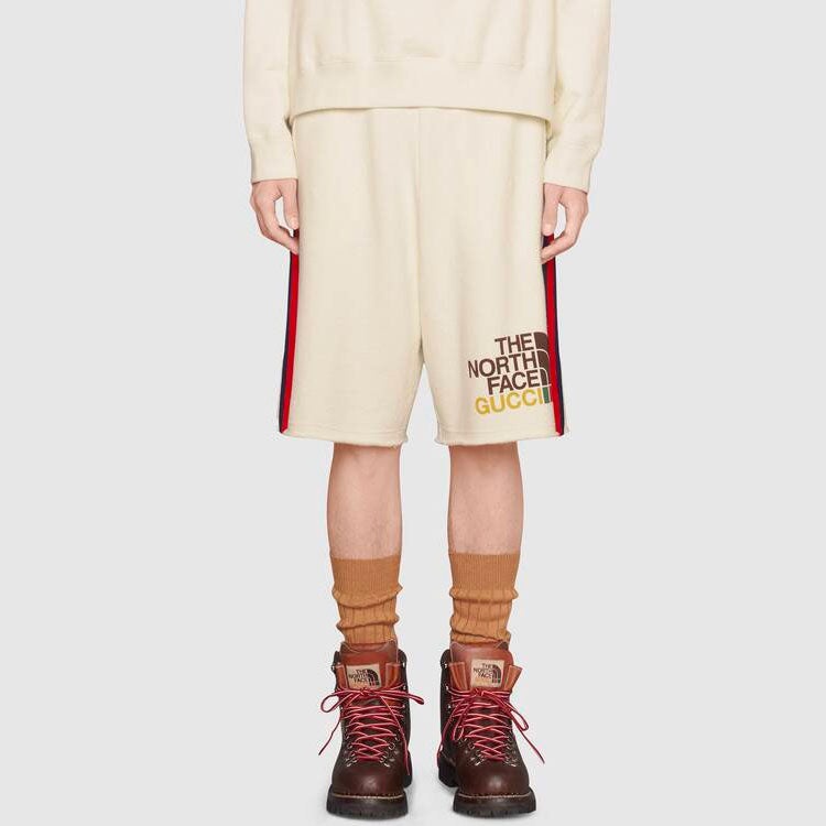 Men's Gucci x THE NORTH FACE Crossover Webbing Printing Cotton Shorts Ivory 651727-XJDIP-9756 - 3