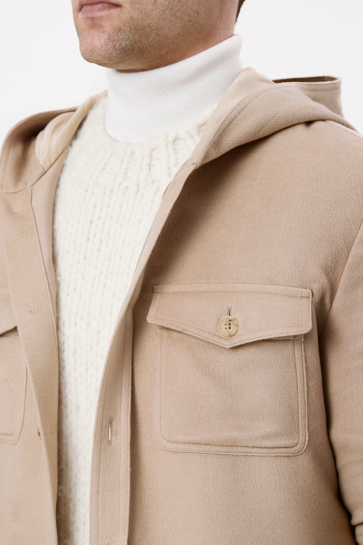 Swift Hoodie Shirt in Camel Winter Silk - 4