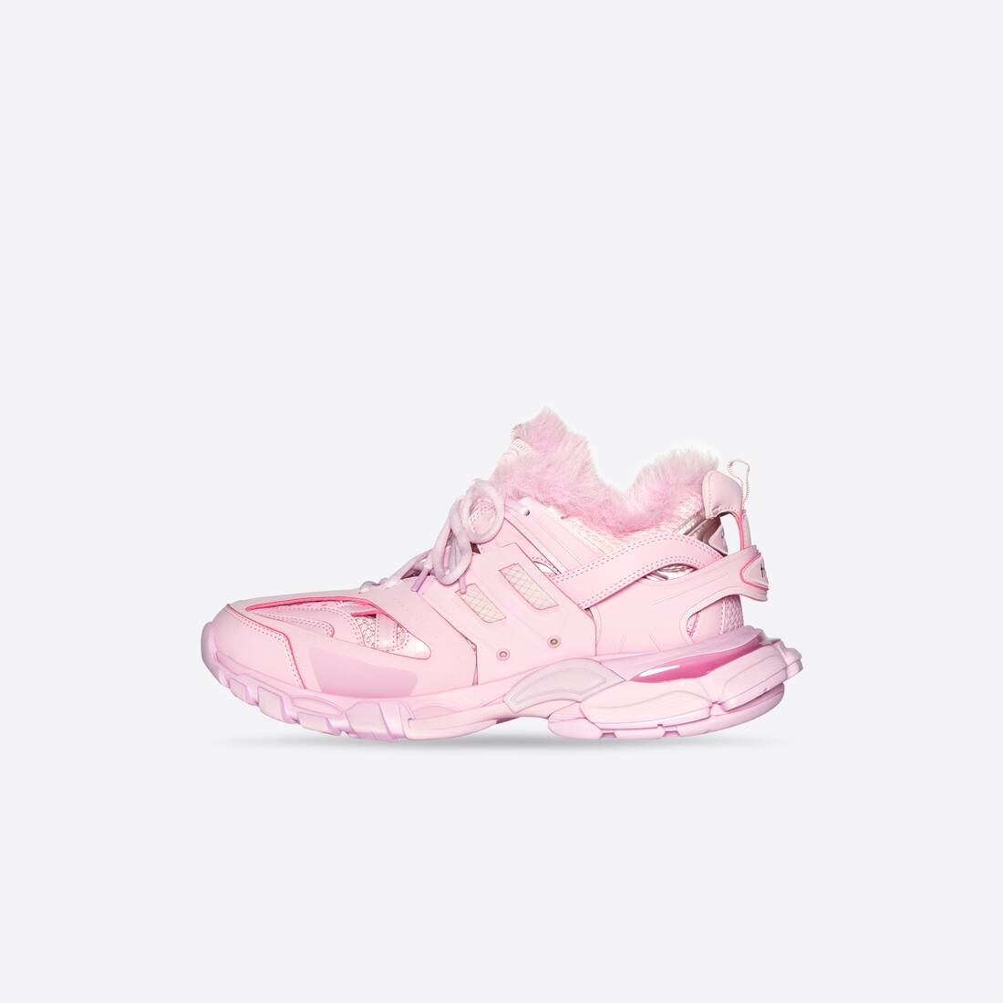 Women's Track Sneaker Fake Fur in Pink - 6