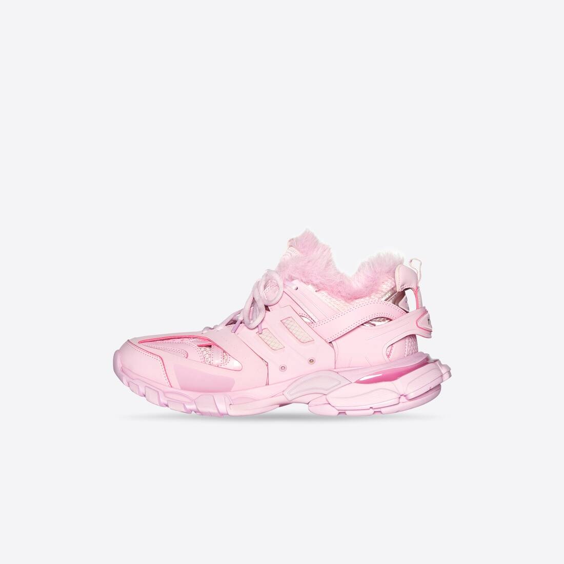 Women's Track Sneaker Fake Fur in Pink - 4