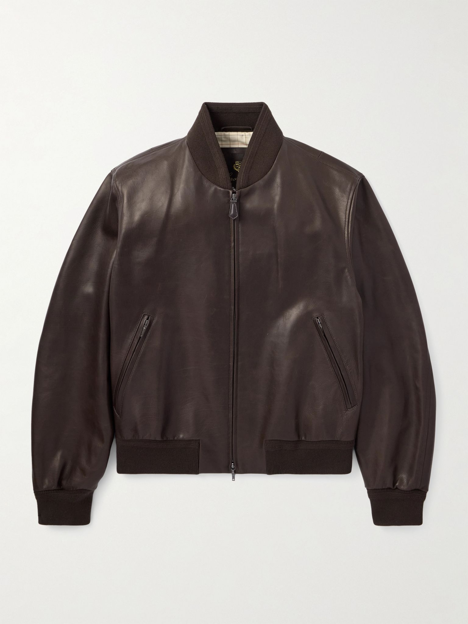 Leather Bomber Jacket Brown - 1