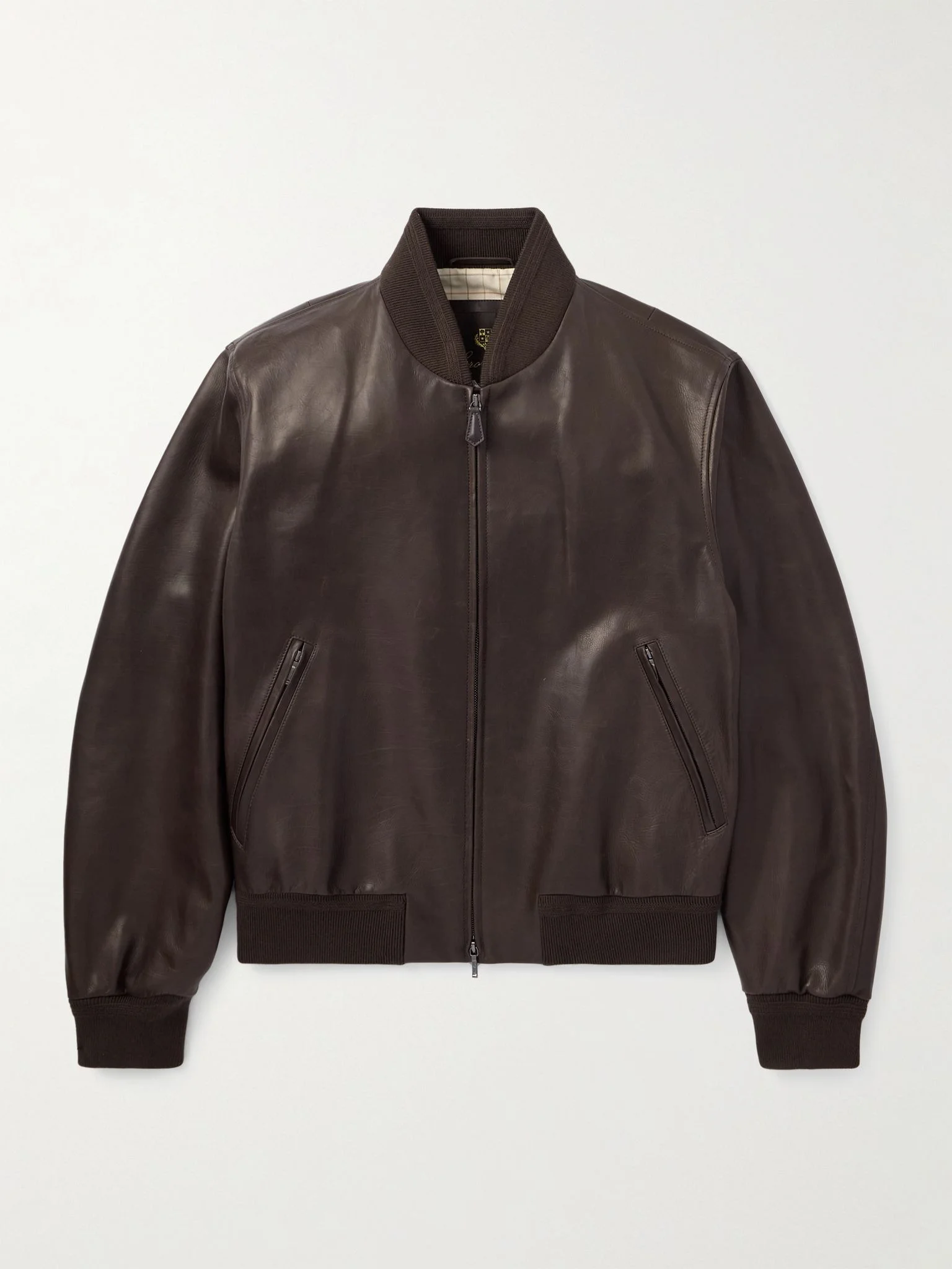 Leather Bomber Jacket Brown - 1