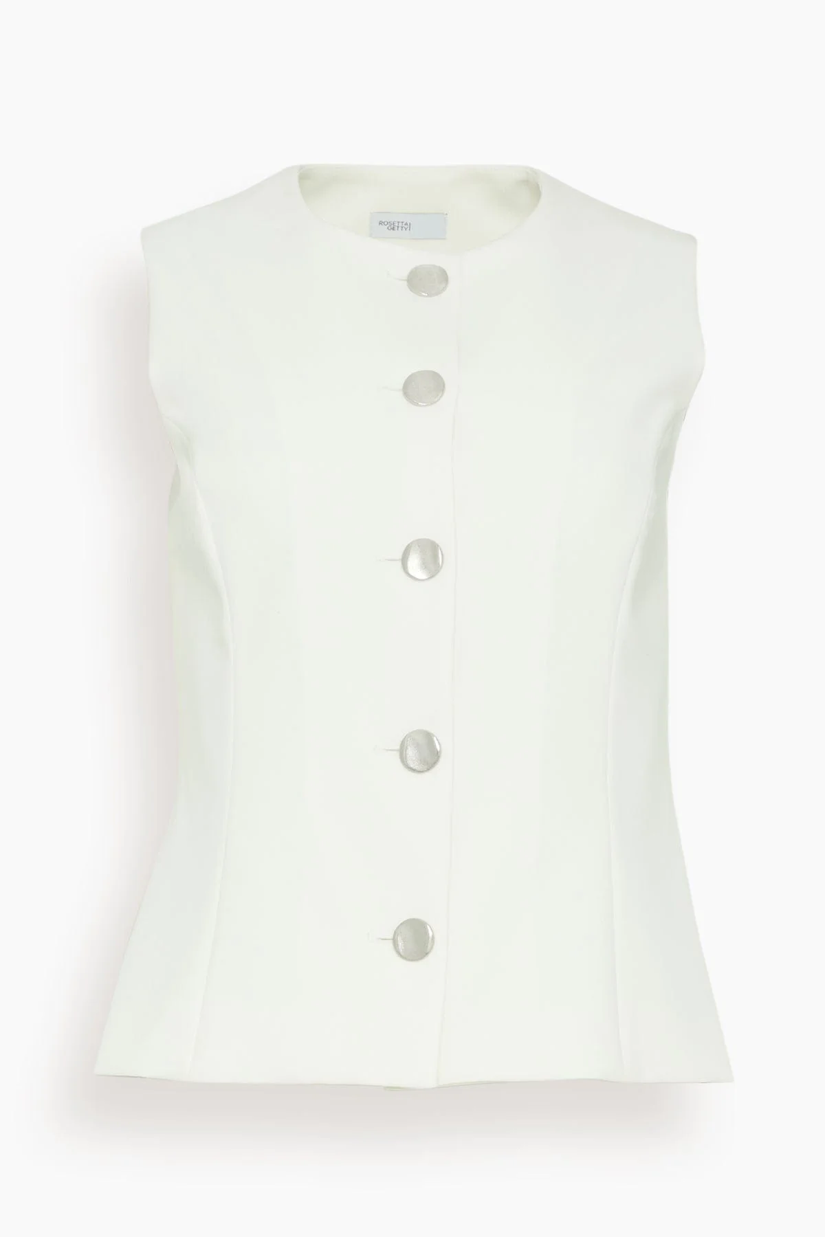 Sleeveless Button Front Top in White - 1