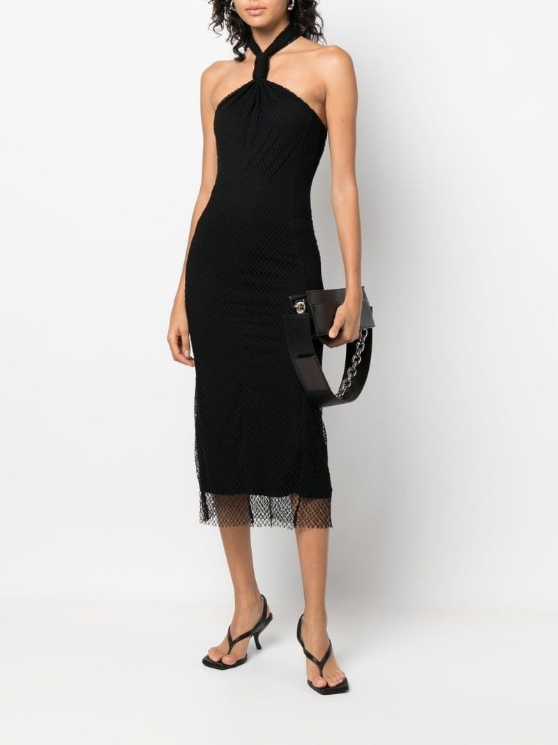 mesh-detail halterneck dress - 2