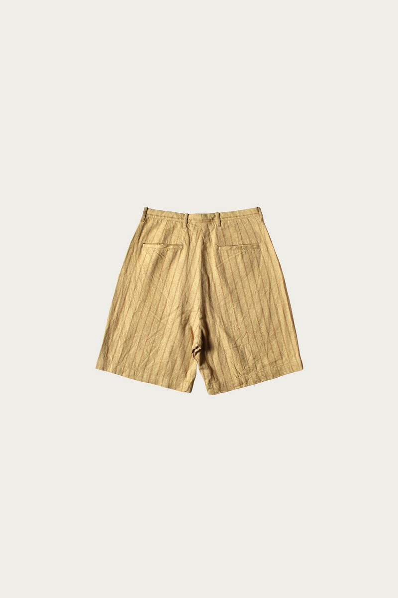 Kapital Cotton Linen GIBSON Stripe IVY Short Pants - Gold outlook