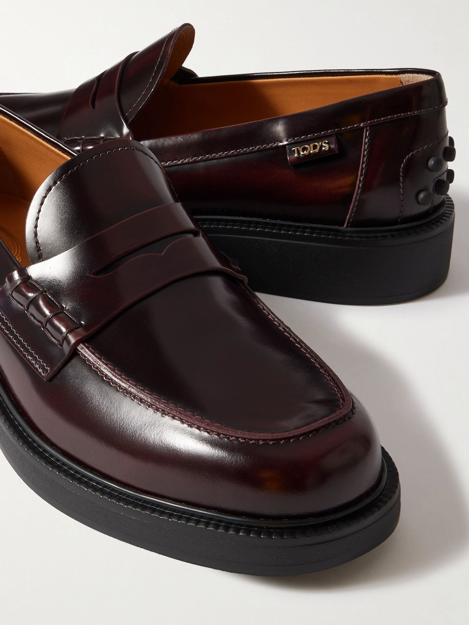 Glossed-leather loafers Dark brown - 4