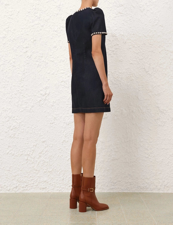 Embellished Denim Dress - 4