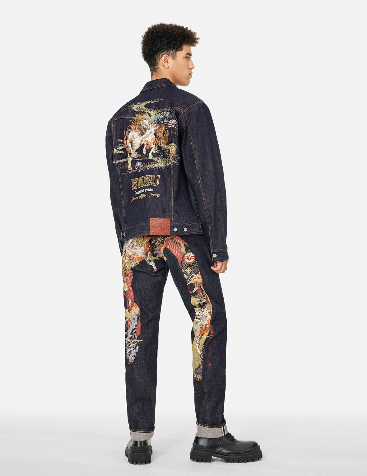 Hakutaku Embroidery Relax Fit Denim Jacket - 3