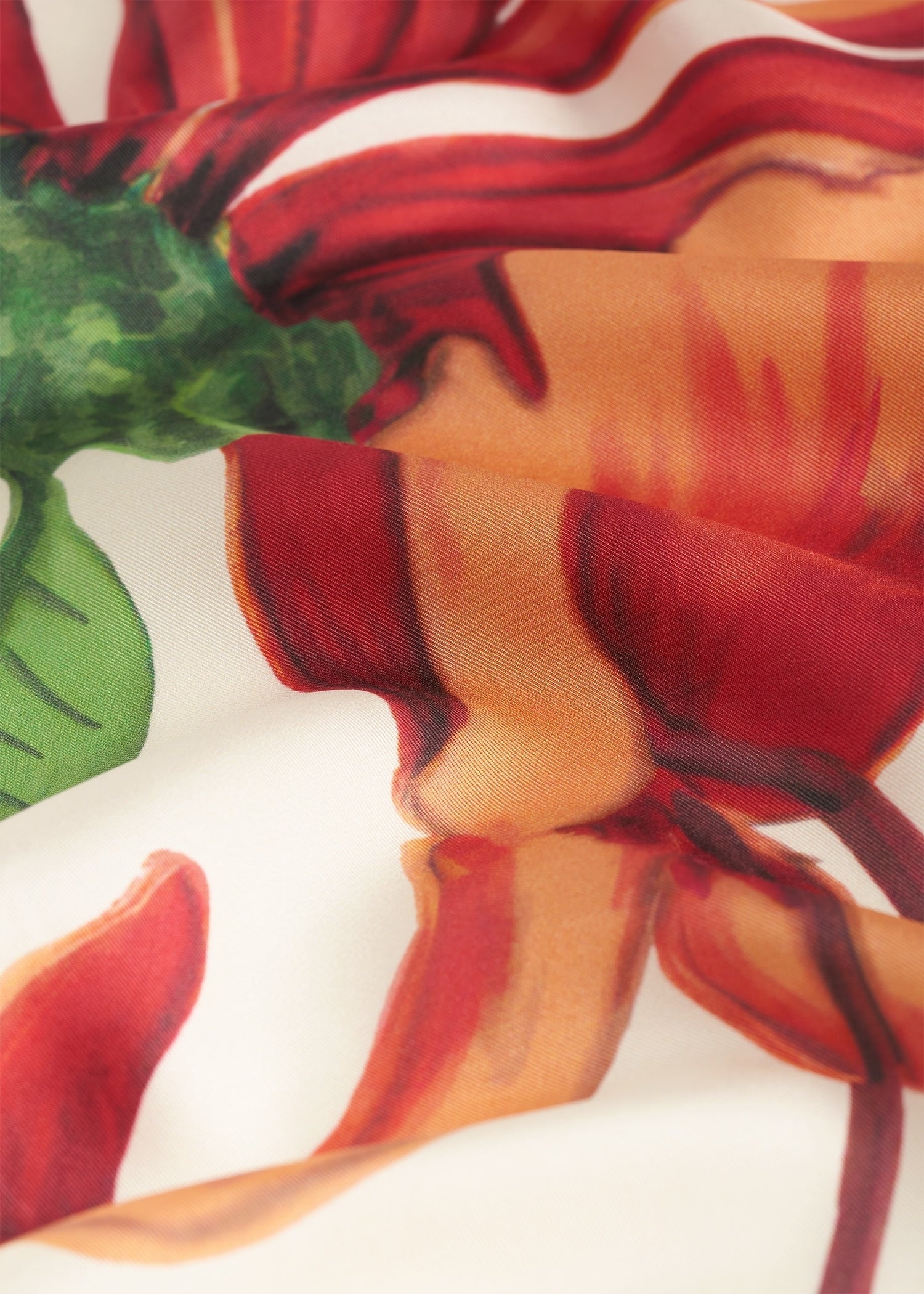 Honeysuckle silk scarf ecru/orange - 4