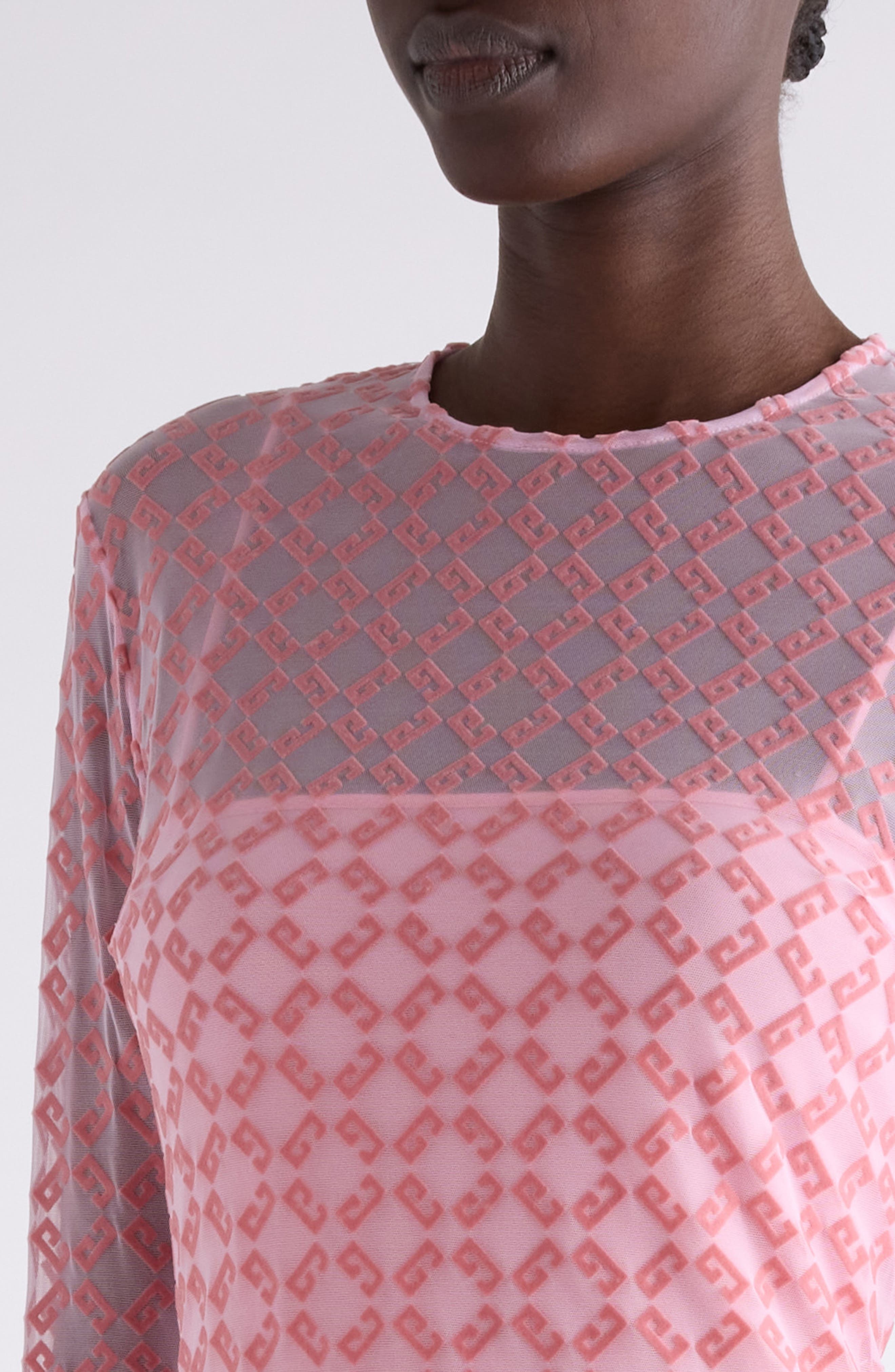 Givenchy Monogram 72 Flocked Tulle Dress in Skin Rose at Nordstrom - 5