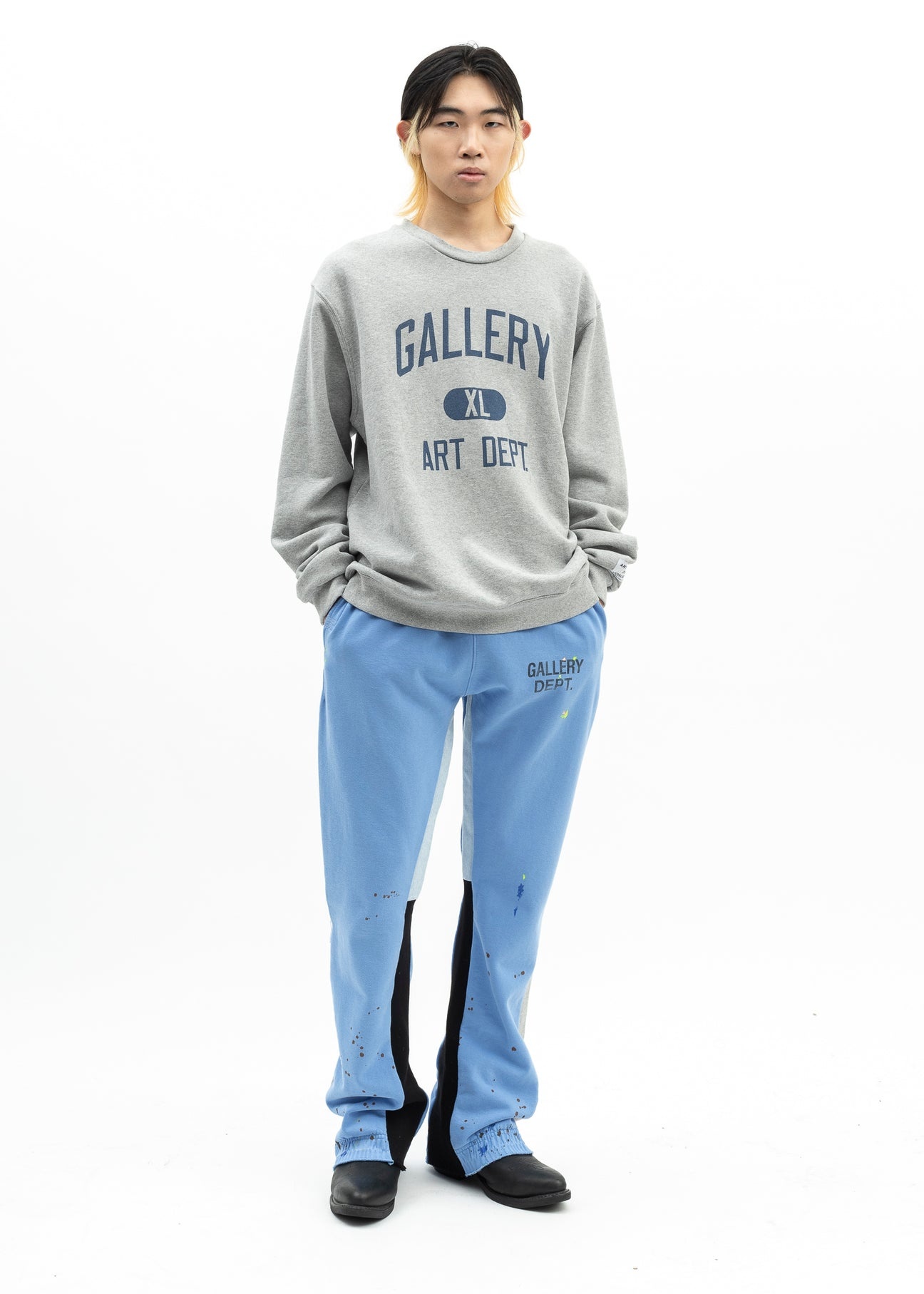 Gallery Dept Heather Grey Blue Art Dept Crewneck - 5