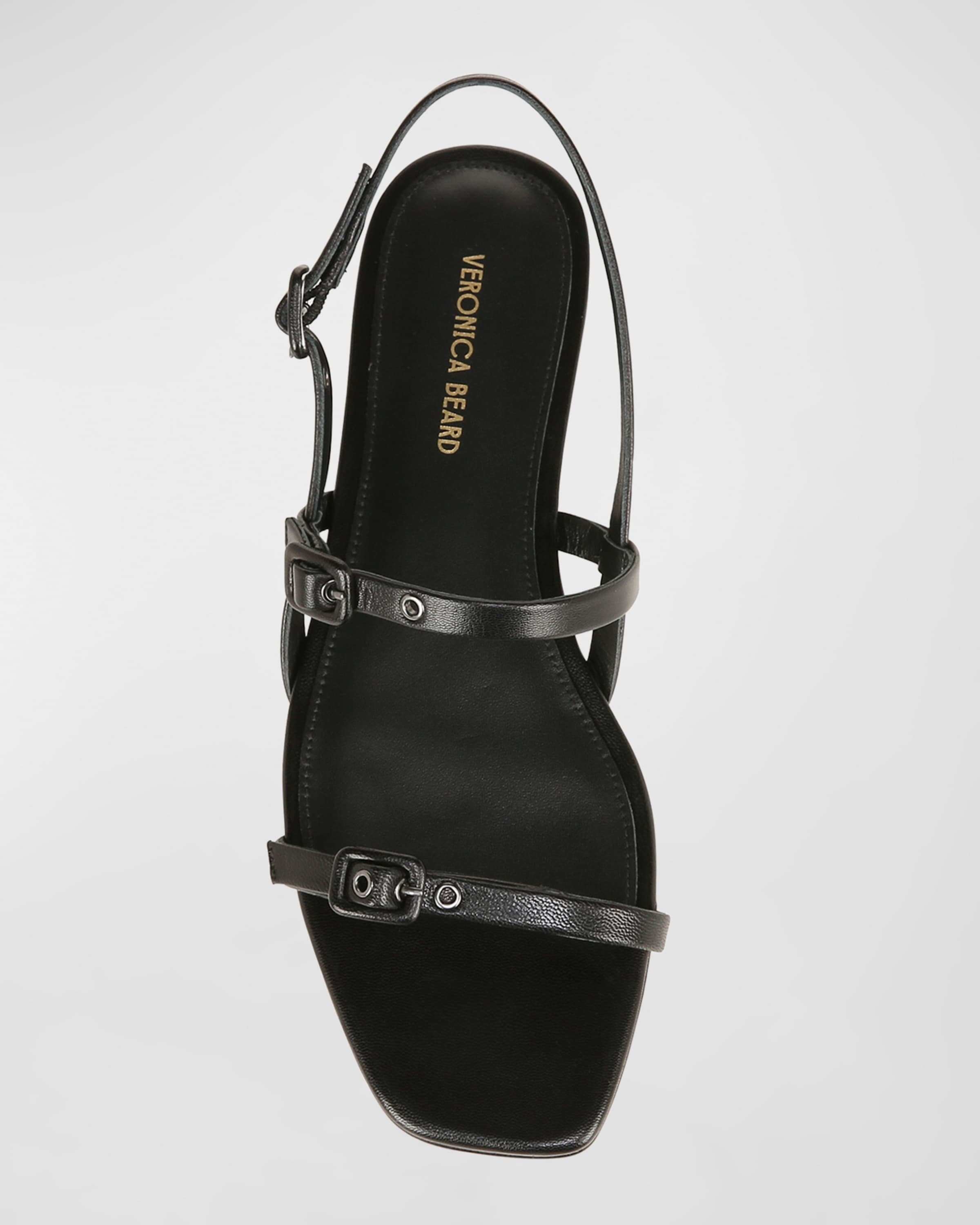 Malinda Leather Buckle Slingback Sandals - 4