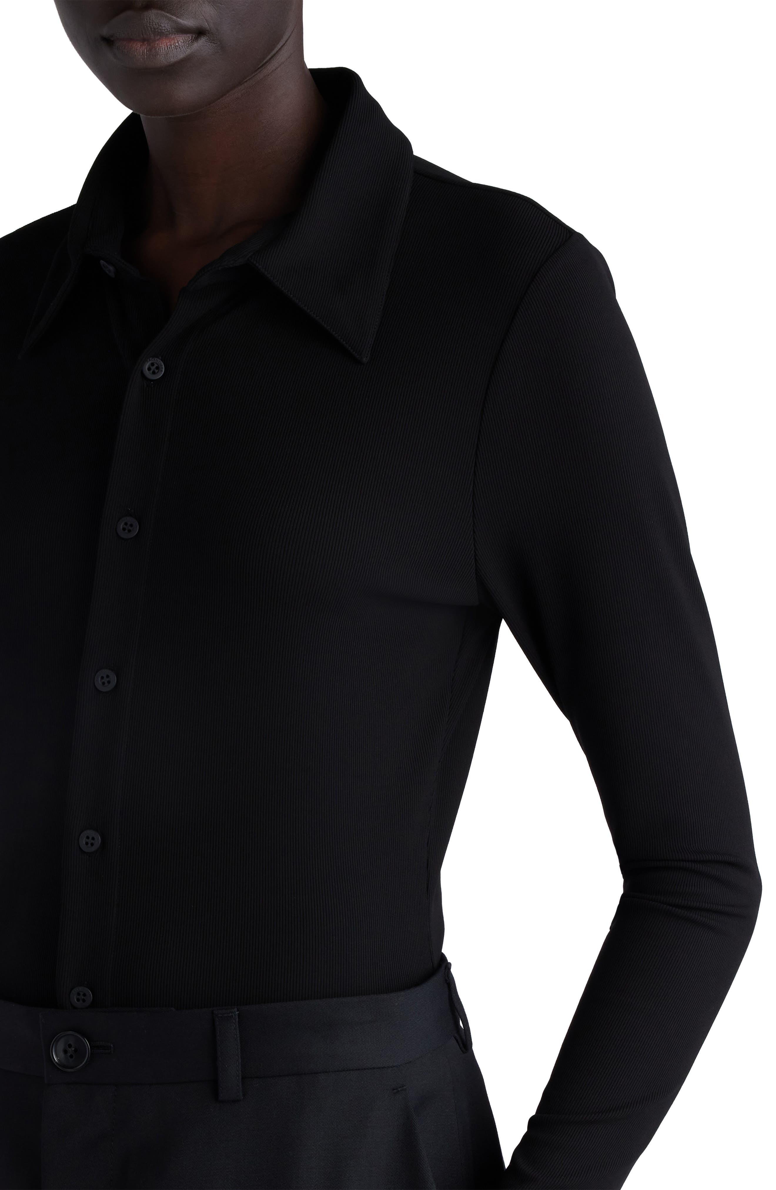 Rib Button-Up Shirt - 5