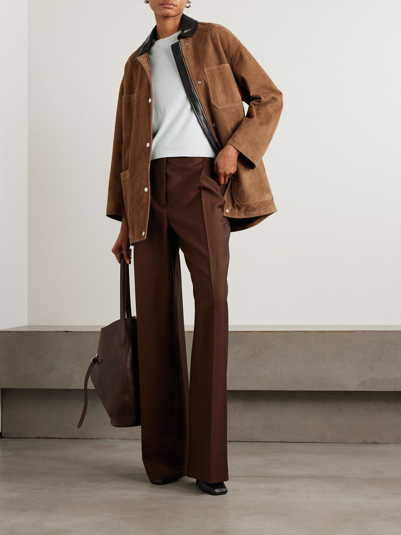 NOUR HAMMOUR Barn leather-trimmed suede jacket Tan outlook