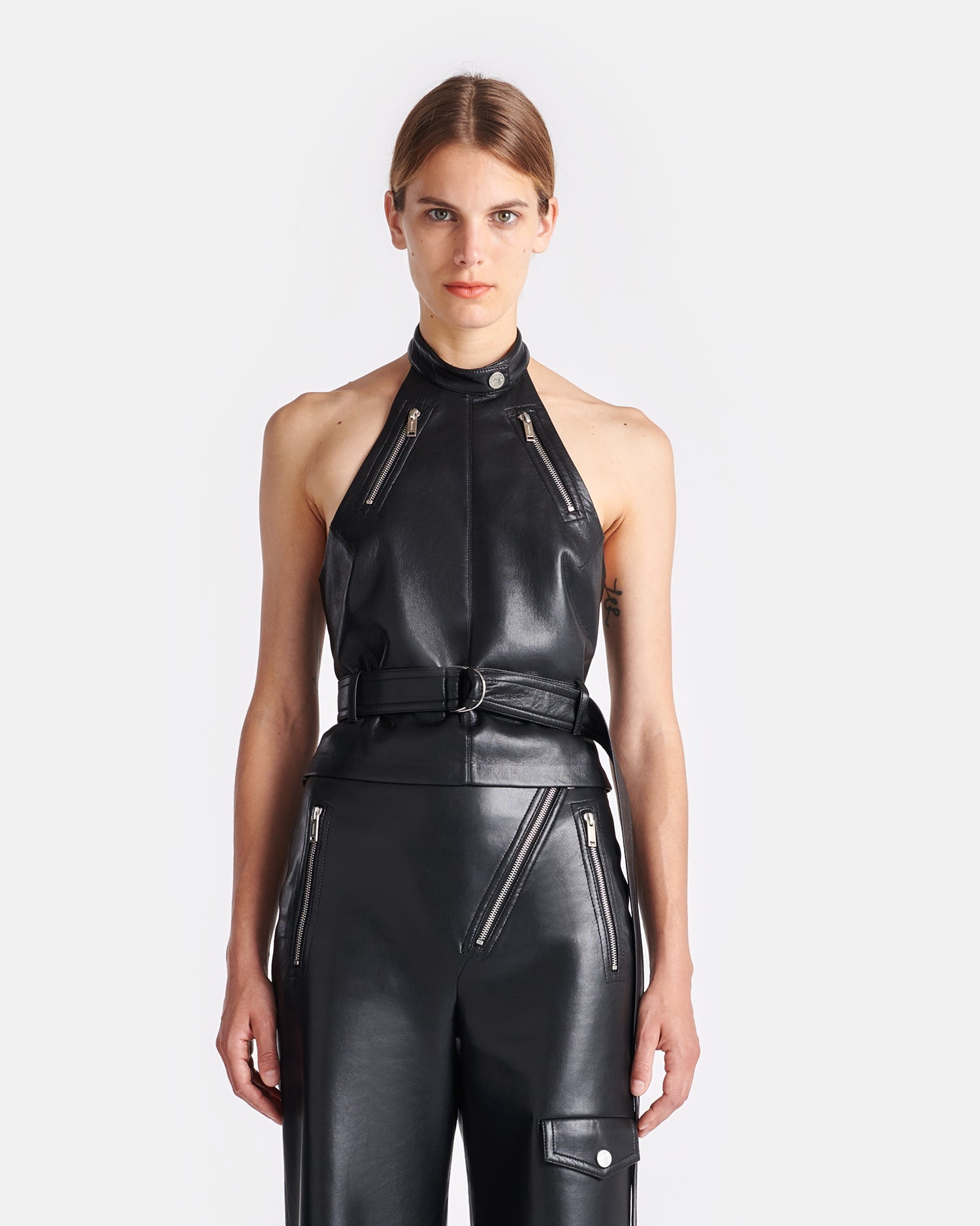 Regenerated Leather Halter Top - 2