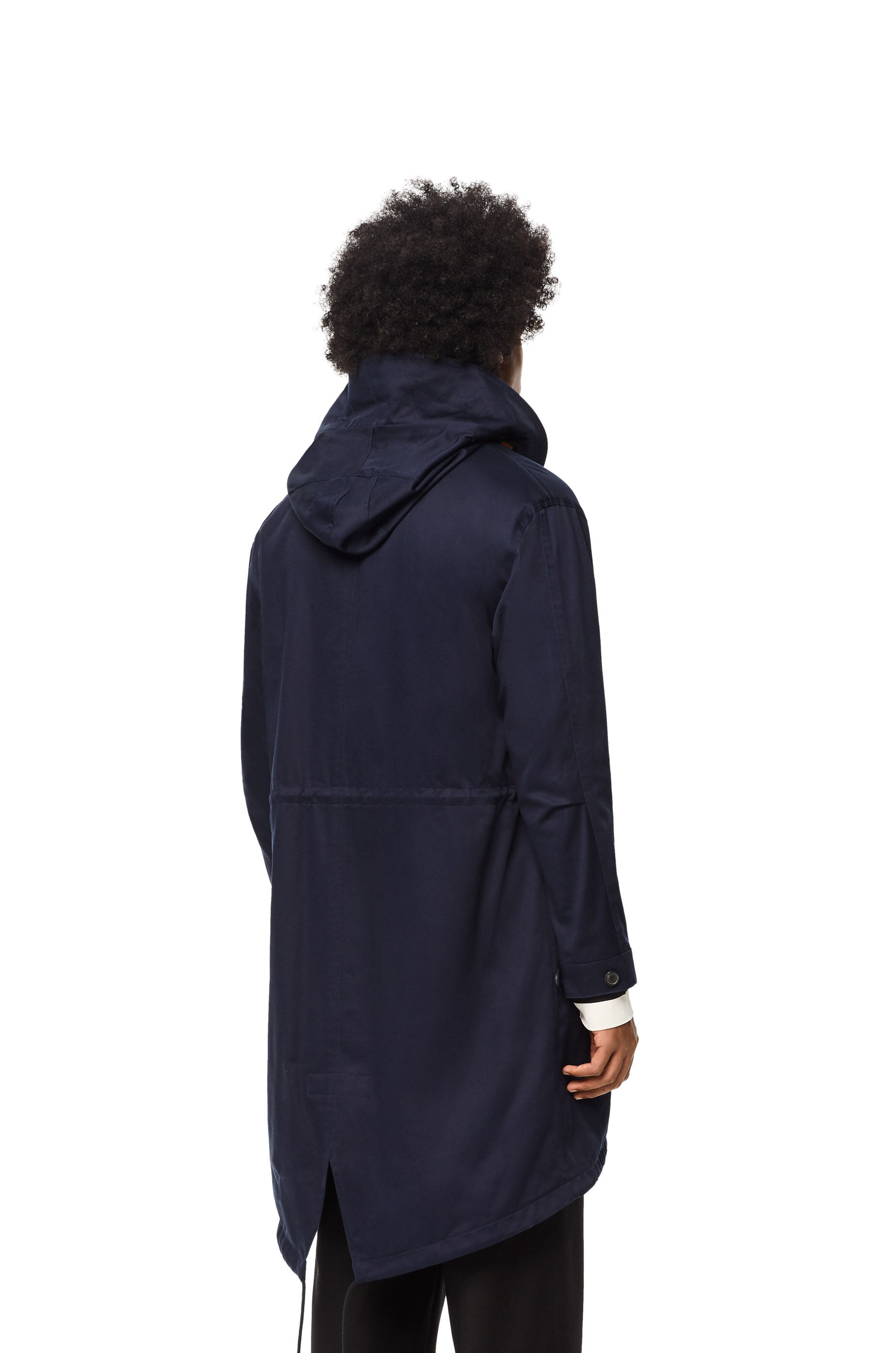 Hooded long parka in cotton and acetate - 4