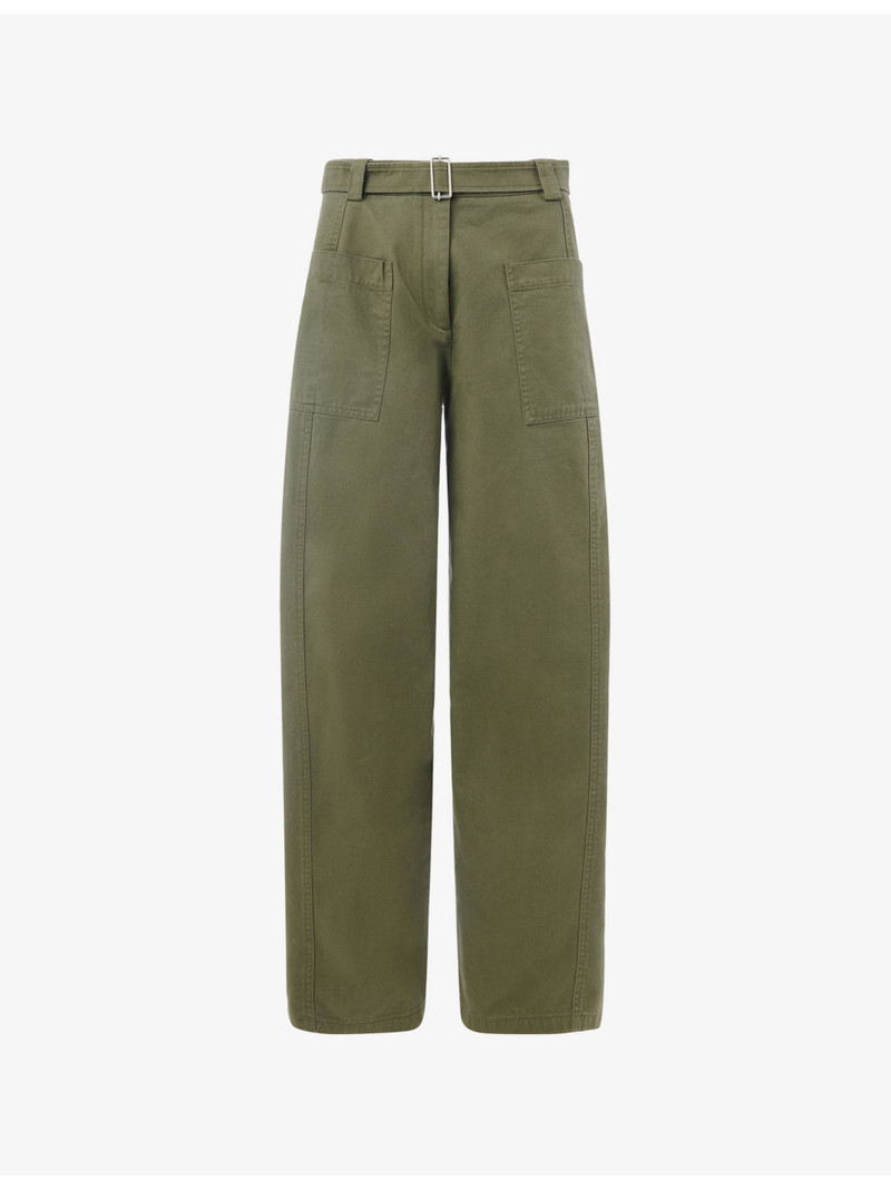 Belted Barrel-Leg High-Rise Cotton Trousers 1