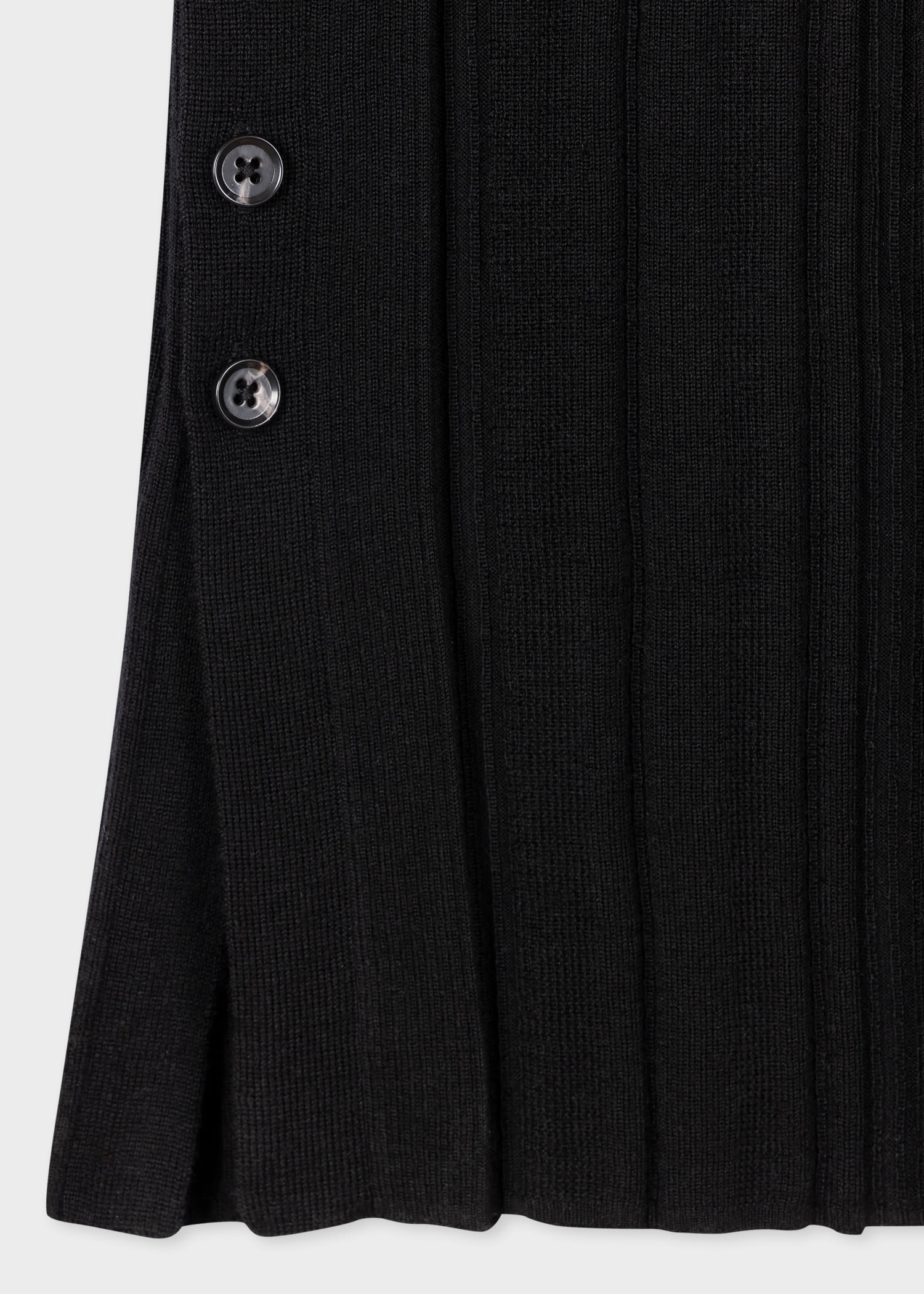 Black Wool 'Shadow Stripe' Ribbed Dress - 2