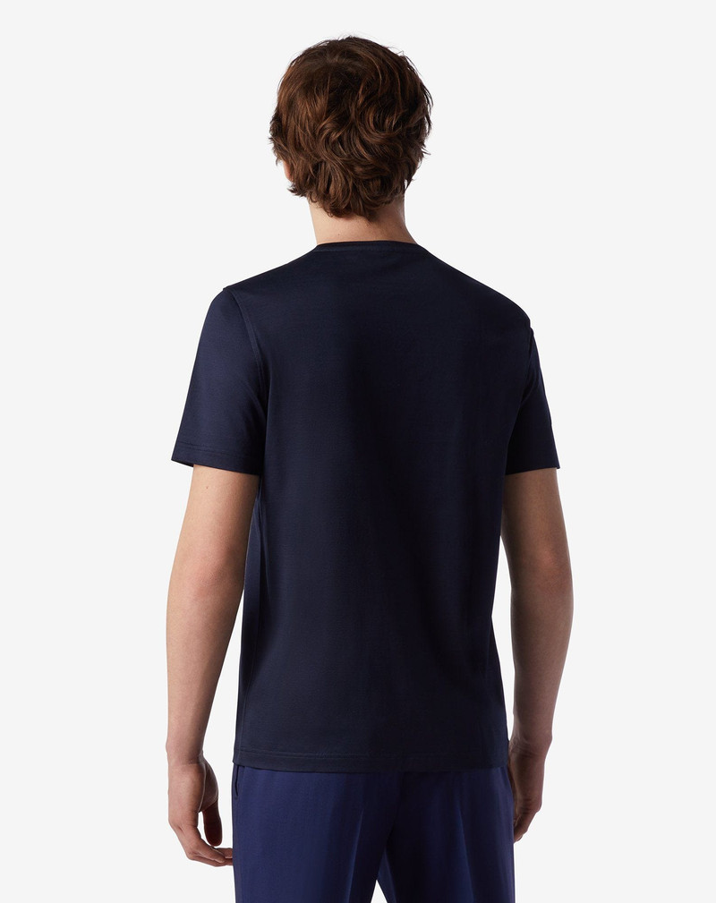CORNELIANI Navy blue crew neck Fil d'Ecosse t-shirt outlook