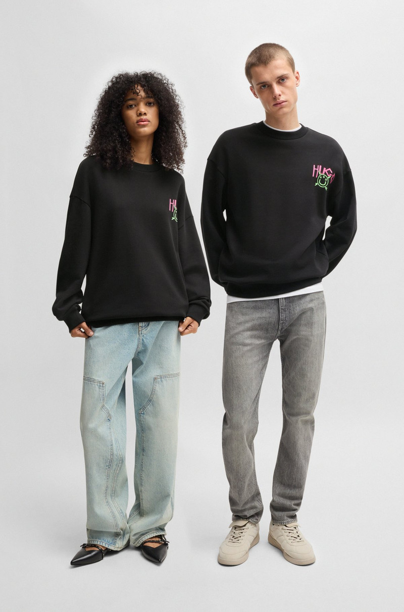 HUGO COTTON-TERRY SWEATSHIRT WITH HAPPY HUGO LOGO outlook