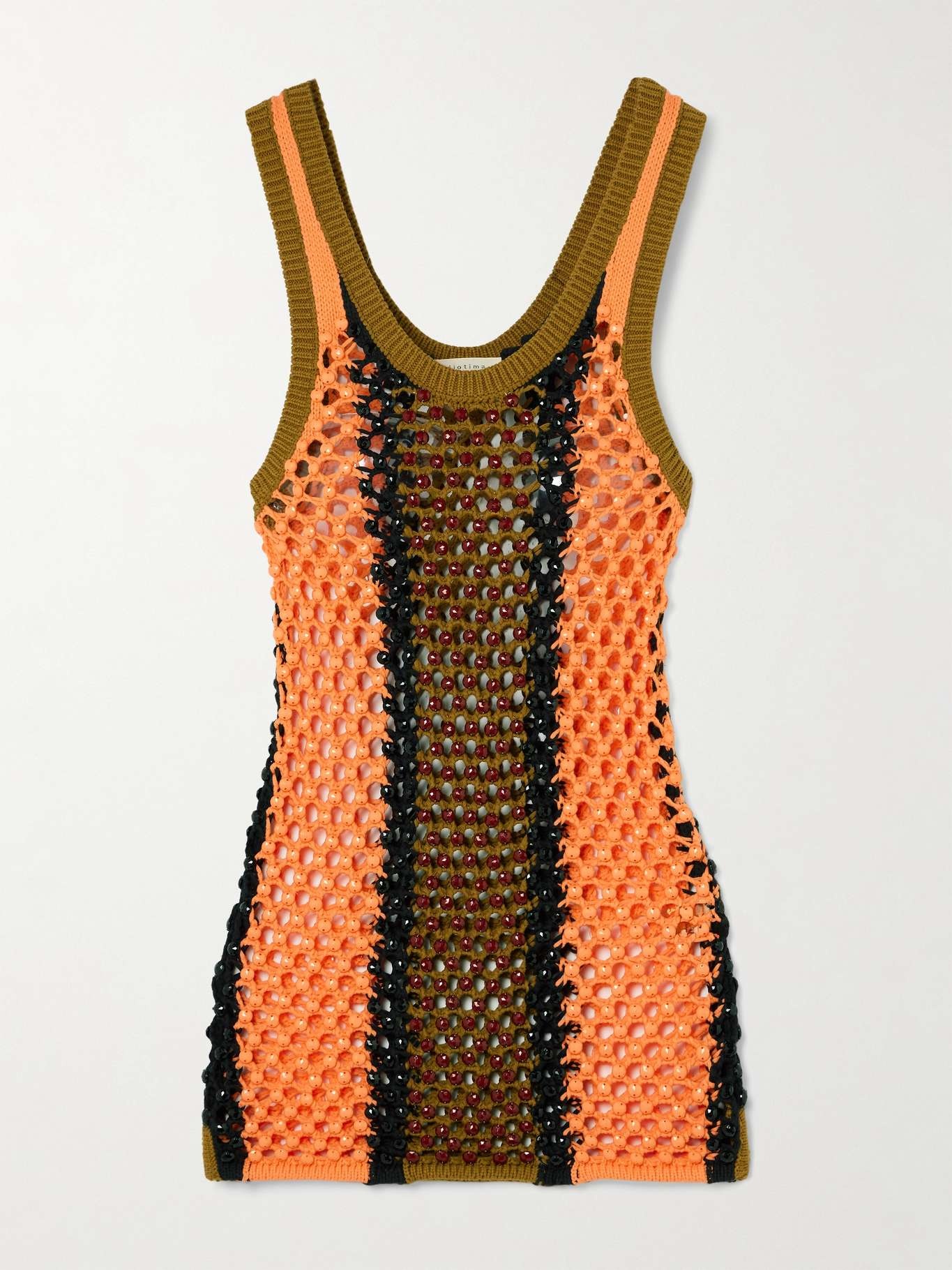 Dennis Marina beaded crocheted cotton-blend tank - 1