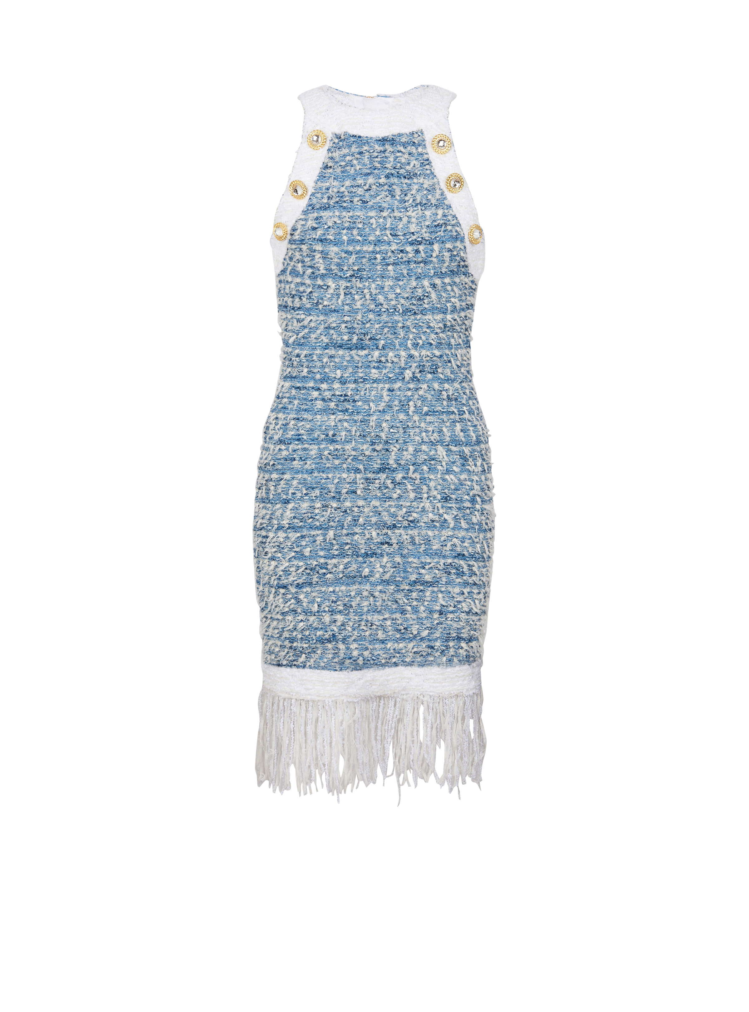 Fringed denim tweed dress - 1