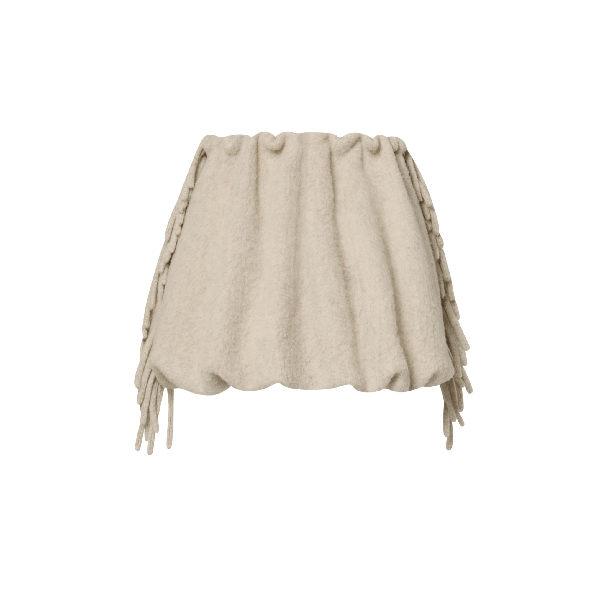 Fringed Brushed Knit Mini Skirt - 3