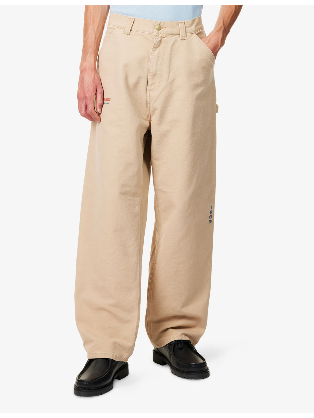 Single Knee Graphic-Print Denim Jeans - 3