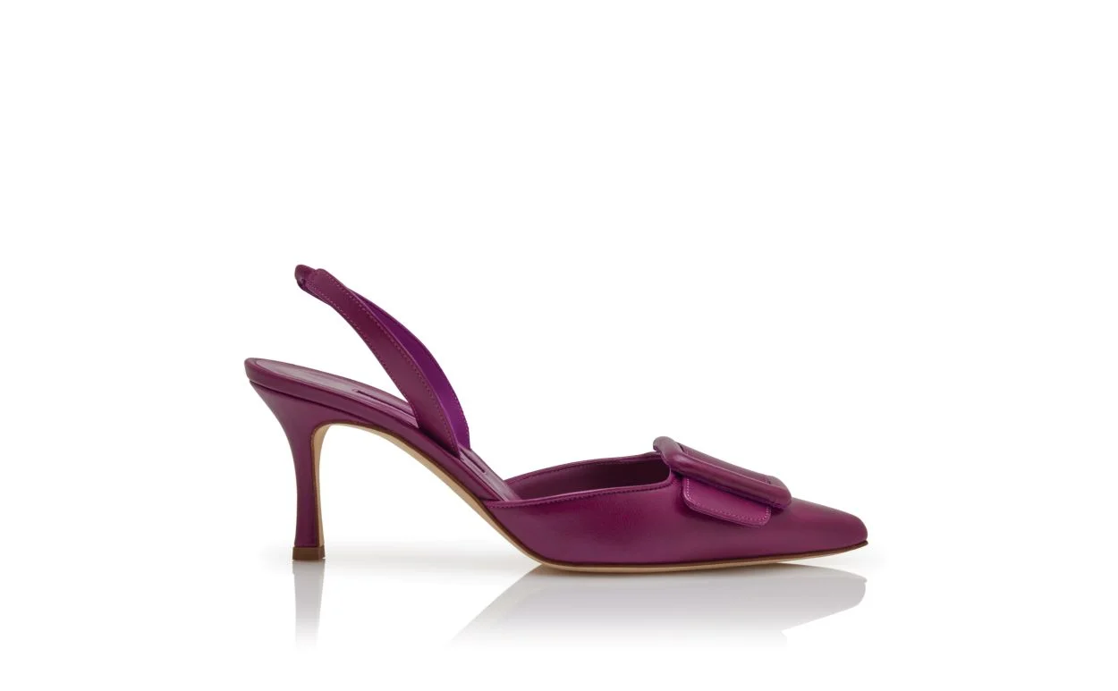 Purple Nappa Leather Slingback Pumps - 1