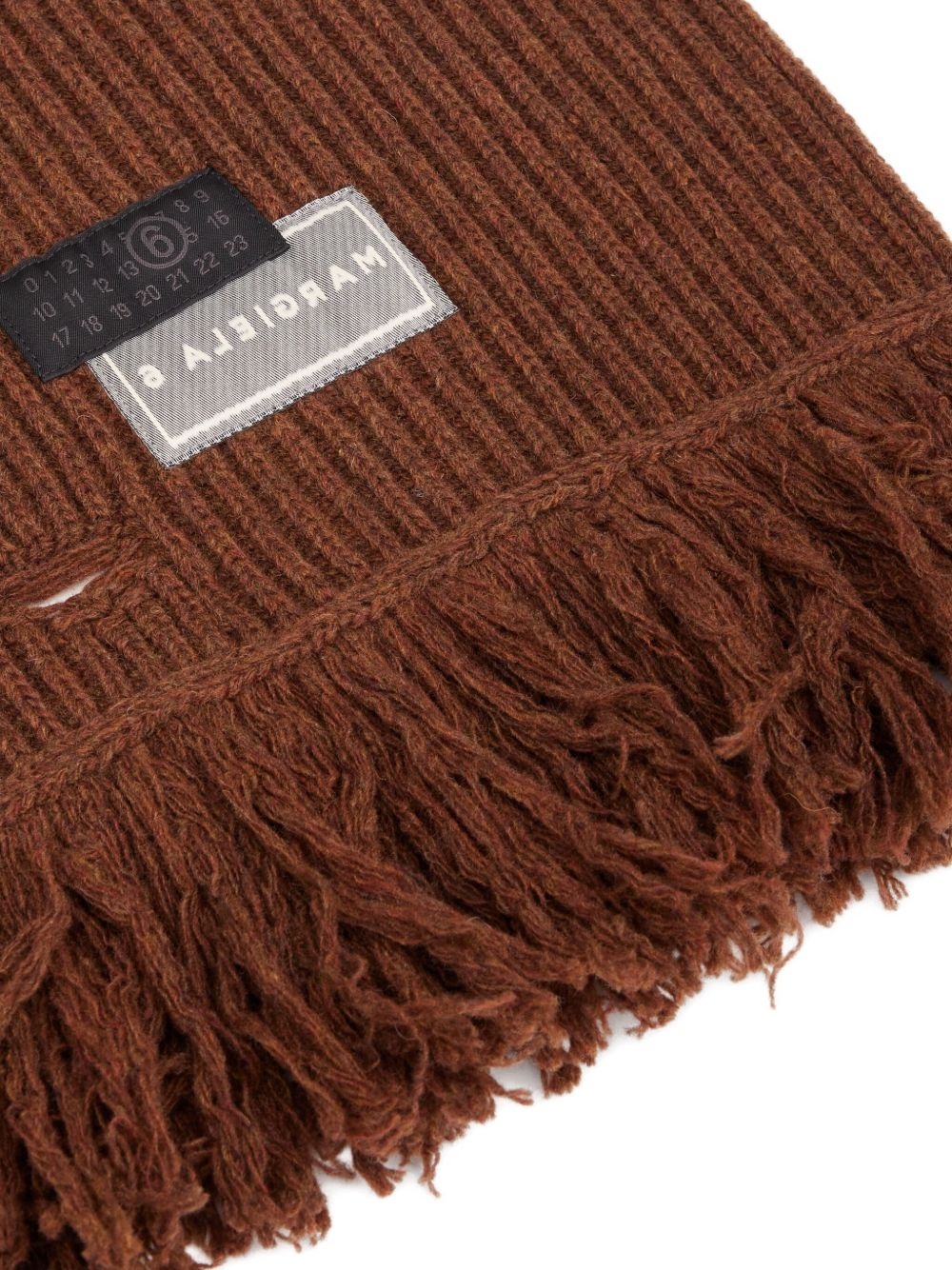 logo-patch knitted scarf - 2