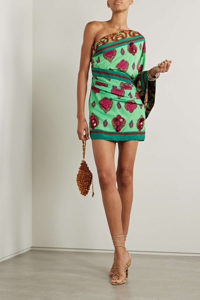 Johanna Ortiz + NET SUSTAIN Navasatri one-sleeve embellished printed jacquard mini dress outlook