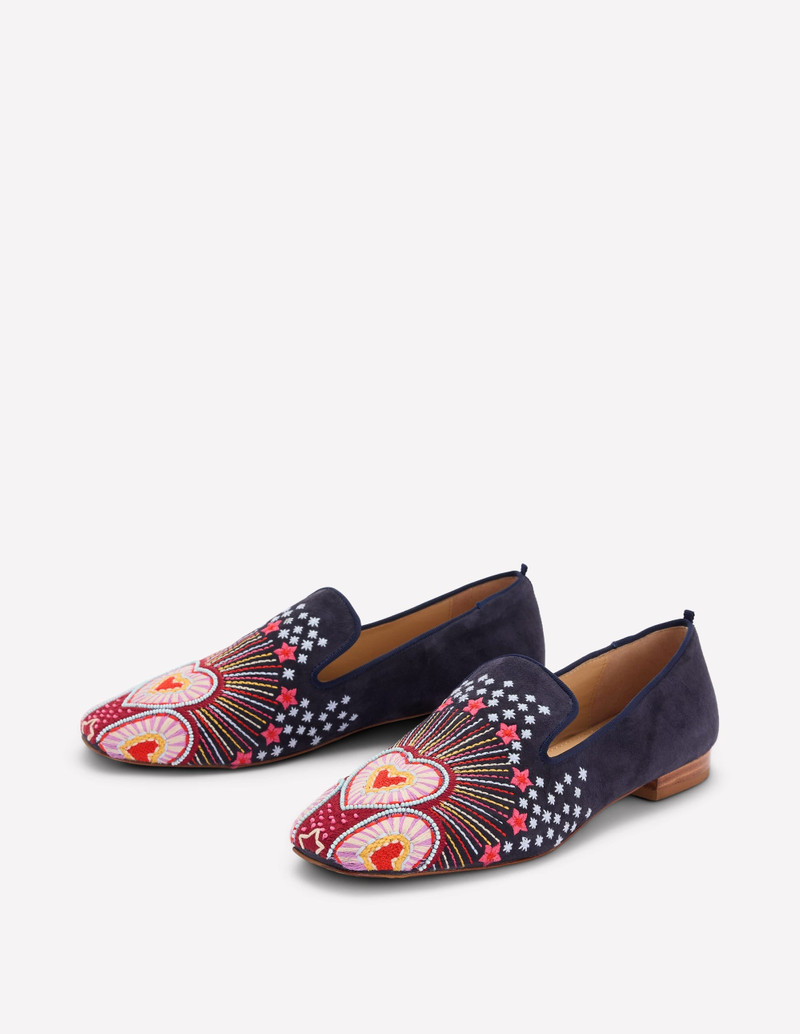 Slipper Cut Loafers-Navy 4