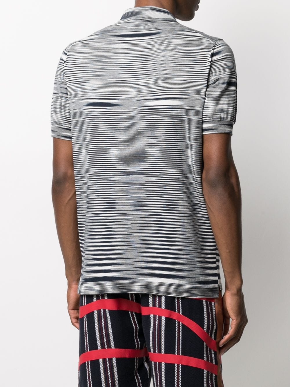 stripe print cotton polo shirt - 4