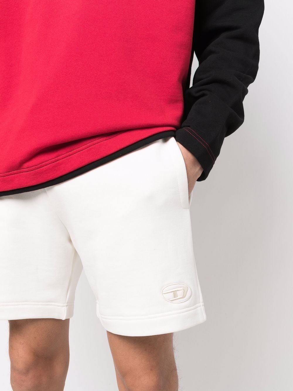 drawstring-waist cotton track shorts - 5