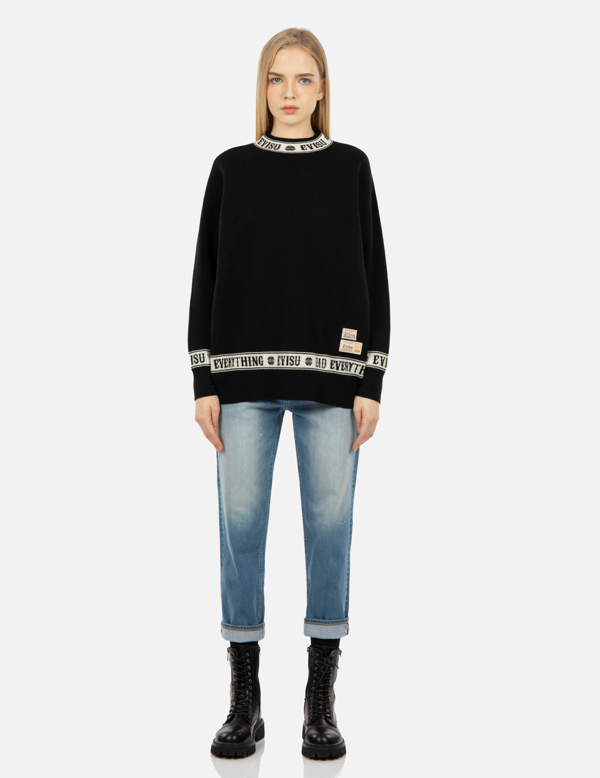 LOGO AND KAMON JACQUARD KNITTED SWEATER - 5