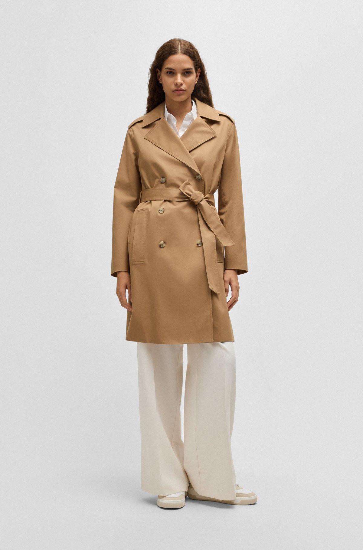 WATER-REPELLENT TRENCH COAT IN STRETCH-COTTON GABARDINE - 2
