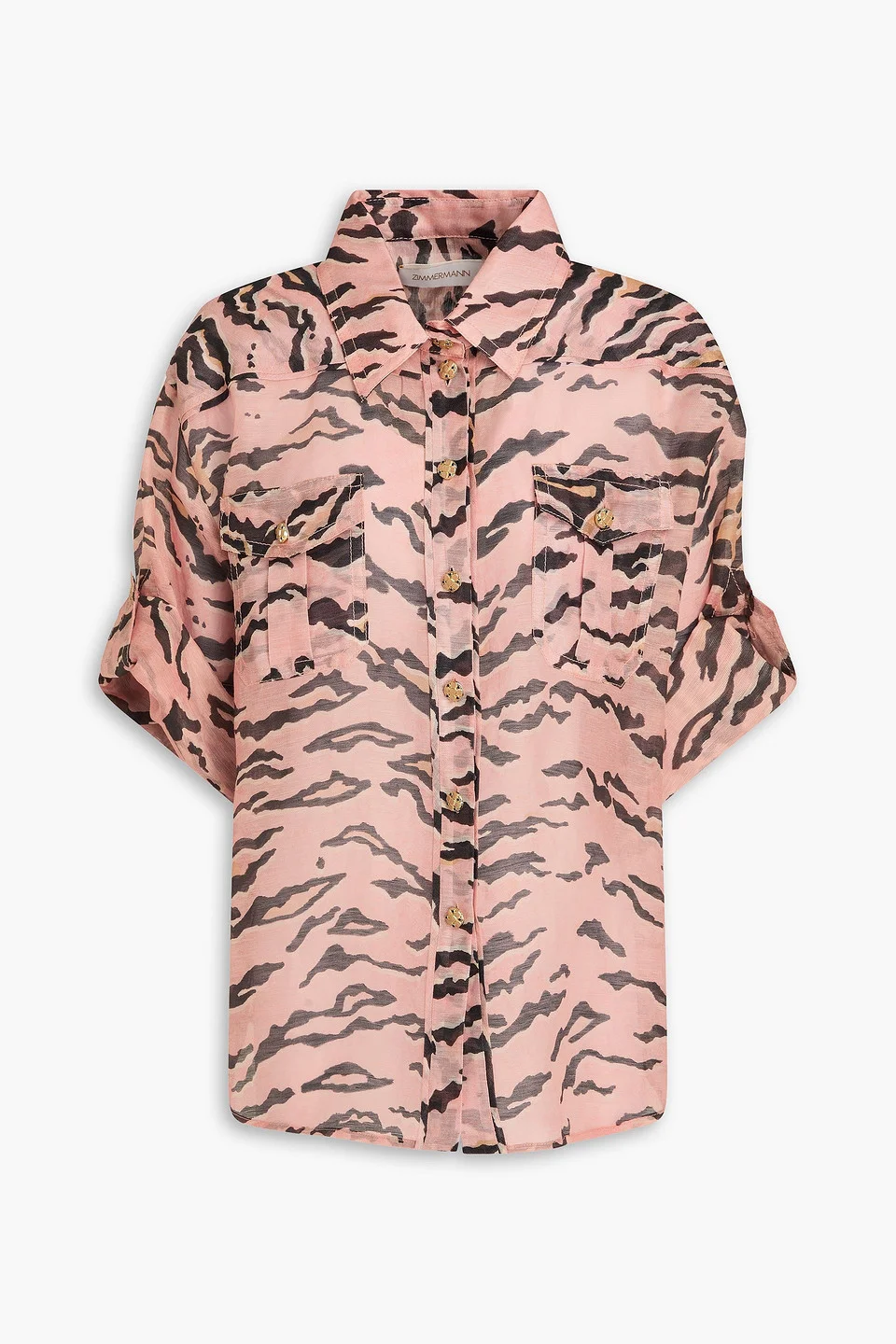 Zebra-print linen and silk-blend gauze shirt - 1