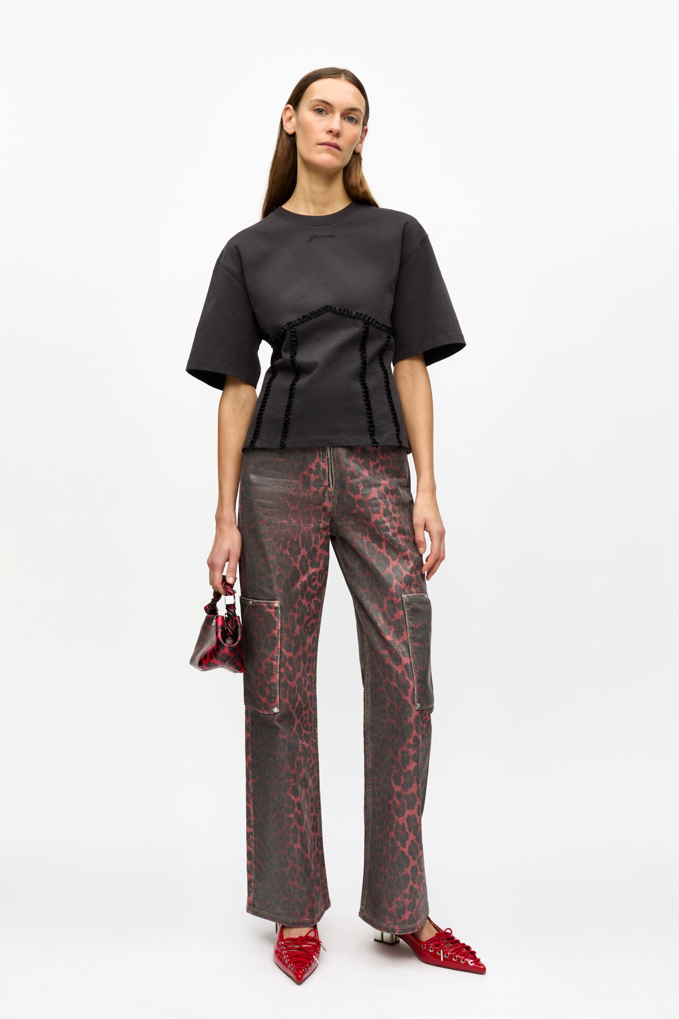 BLACK COTTON TIE BACK T-SHIRT - 3