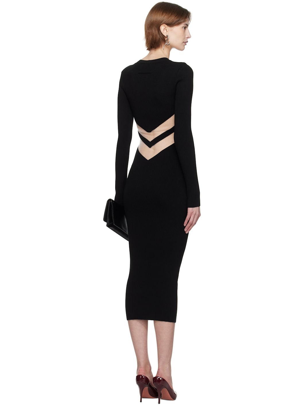 Black 'The Chevrons' Midi Dress - 3