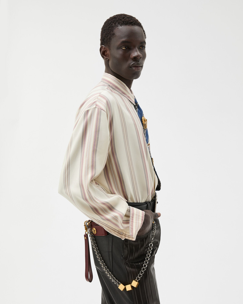 Striped Silk Loose Shirt 4